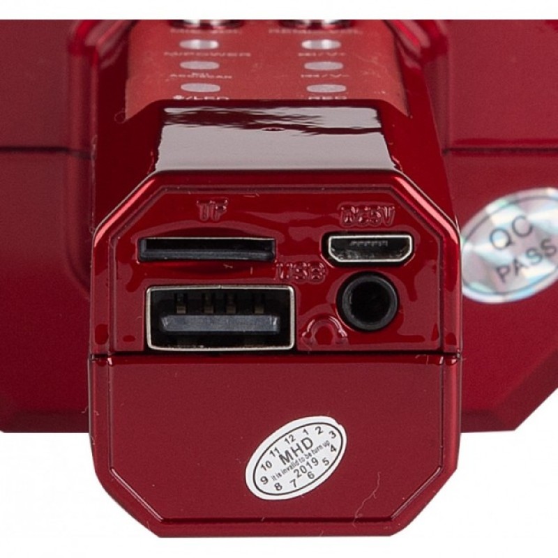 Мікрофон-караоке бездротовий WSTER WS-1828 White з функцією зміни голосу Червоний із золотим