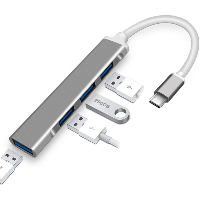 Концентратор USB-хаб RIAS С-809 Type-C 4 порти USB 3.0 Silver (3_00419)