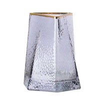 Ваза для квітів скляна YIWU Goldland 16 см Прозоро-золотистий (HP-1709)