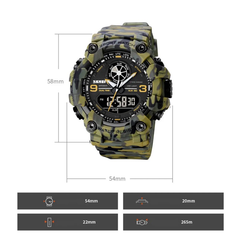 Чоловічий армійський наручний годинник Skmei 1818 Камуфляж