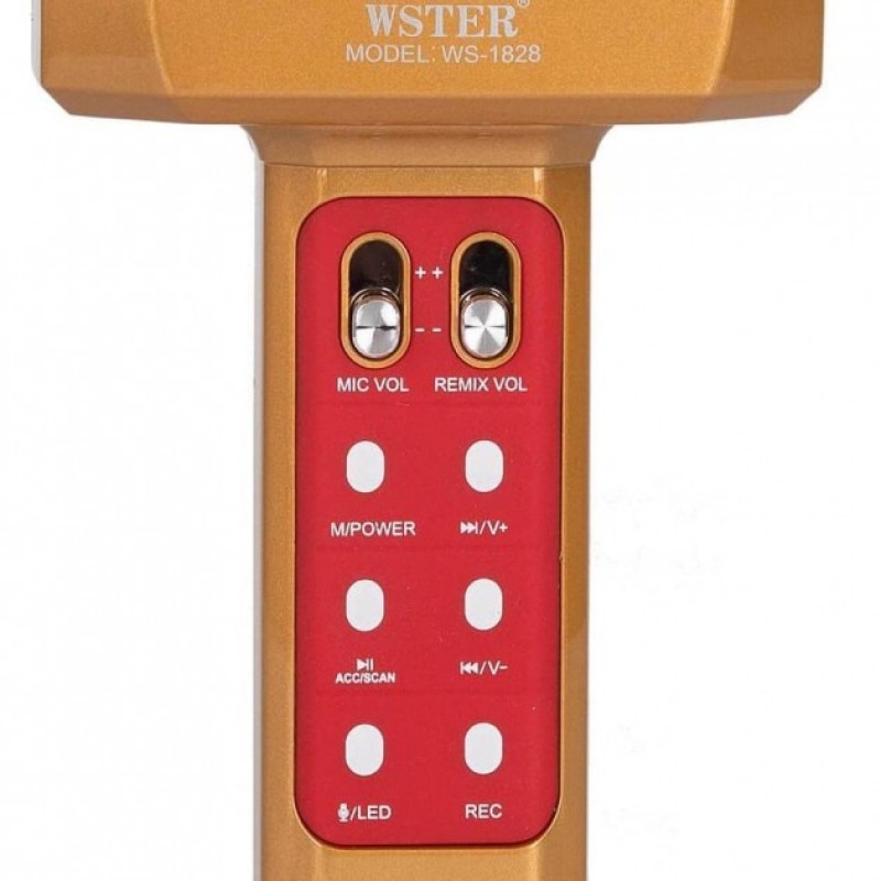 Мікрофон-караоке бездротовий WSTER WS-1828 White з функцією зміною голосу Золотий
