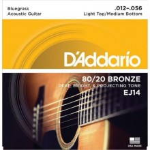 Струни для акустичної гітари D'Addario EJ14 80/20 Bronze Light Top/Medium Bottom Acoustic Guitar Strings 12/56