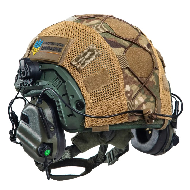 Комплект шолом FAST Team Wendy Helmet NIJ IIIA/навушники Earmor M32H MOD3/кавер L Мультикам