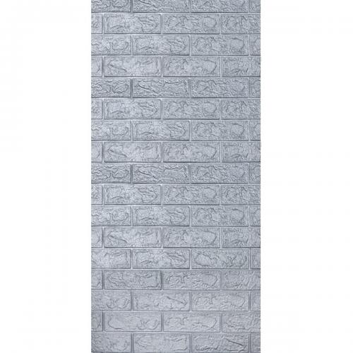 Самоклеюча 3D панель Sticker Wall SW-00001445 Під срібну цеглу в рулоні 3080x700x3мм