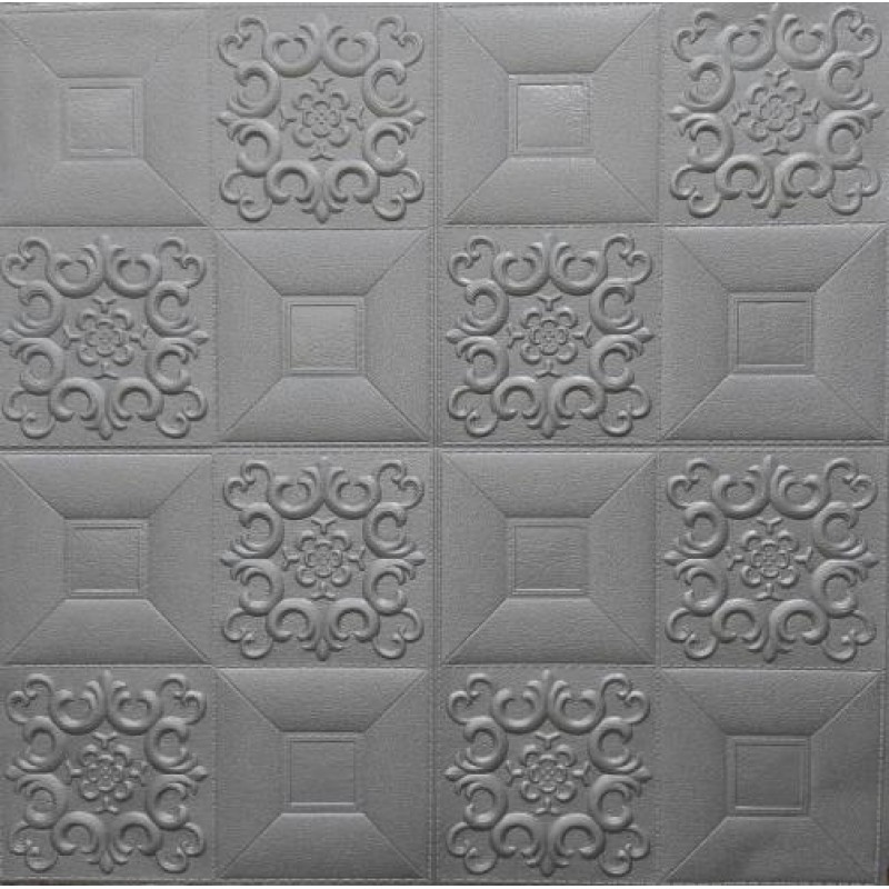 Самоклеюча 3D панель Срібний орнамент 3D Loft 700x700x3мм