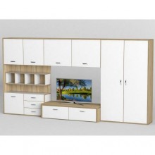 Стінка в вітальню Тиса Мебель Вітальня-118 Сонома Білий 1850x450x3320 мм