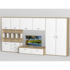 Стінка в вітальню Тиса Мебель Вітальня-118 Сонома Білий 1850x450x3320 мм
