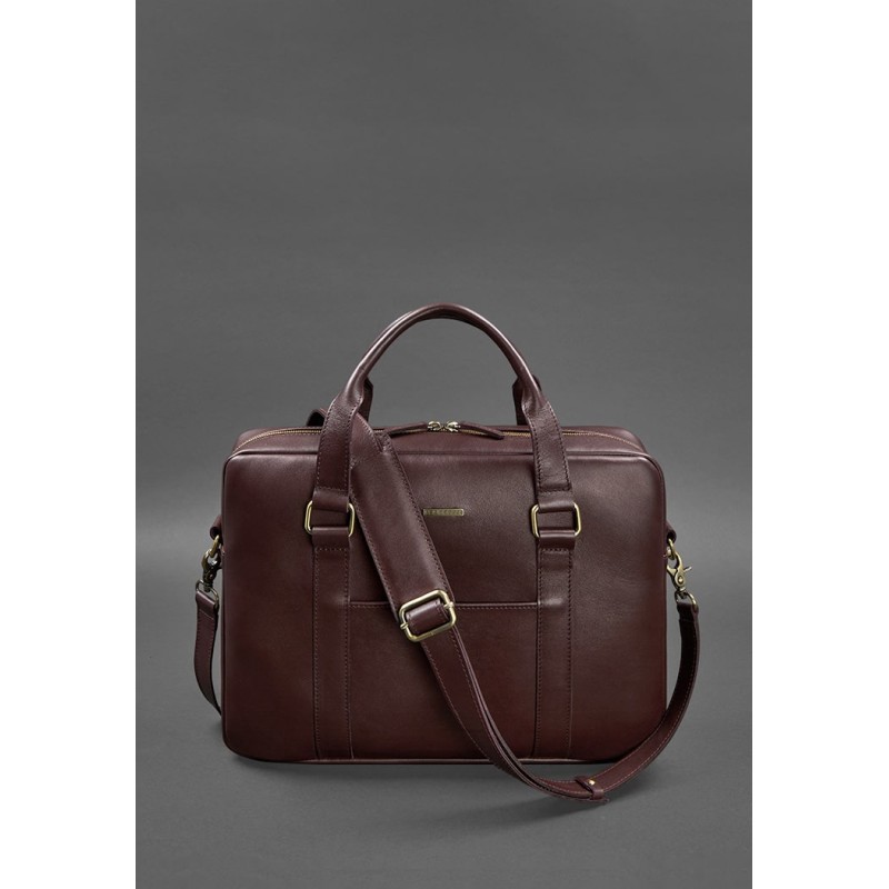 Шкіряна сумка для ноутбука і документів бордова BlankNote