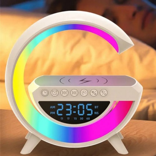 Настільна смарт лампа-нічник Light-Wireless Happy Light з колонкою бездротовою зарядкою та годинником (BT-3401)