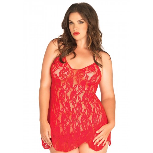 Пеньюар Leg Avenue Rose Lace Flair Chemise Red Plus Size в інтернет супермаркеті PbayMarket!