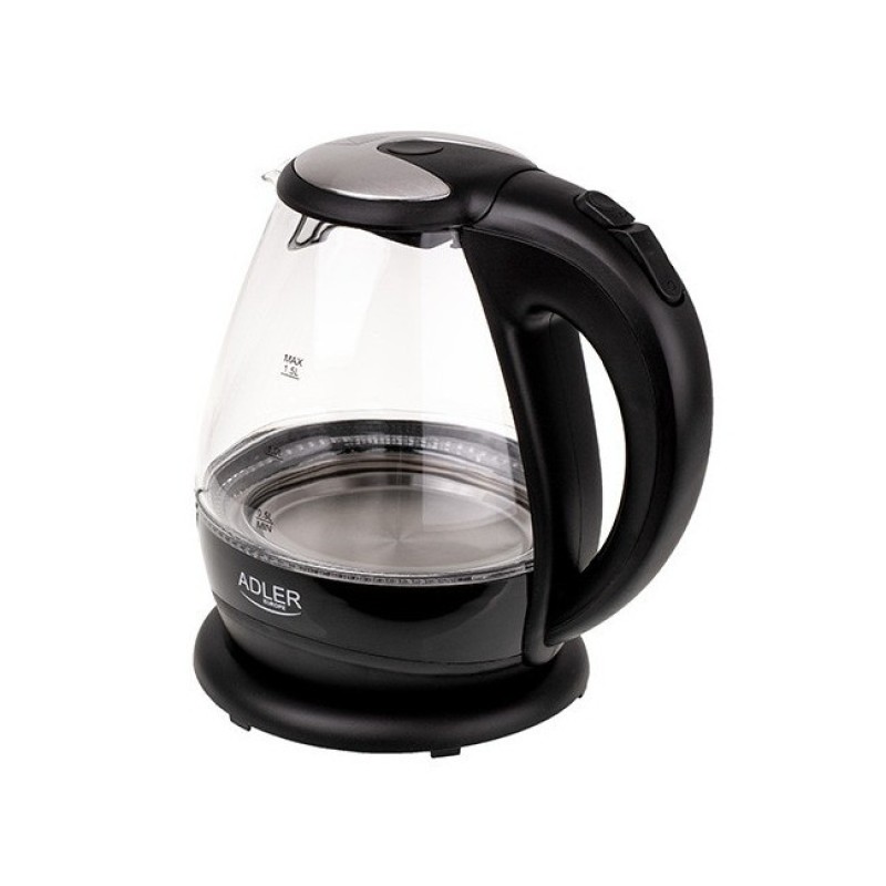 Електрочайник скляний 1.5 л Adler AD 1224 чорний