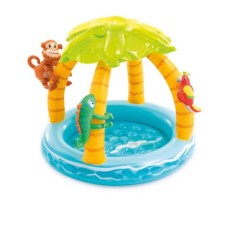 Дитячий надувний басейн Intex 58417 «Тропічний острів», 102 х 86 см, з навісом