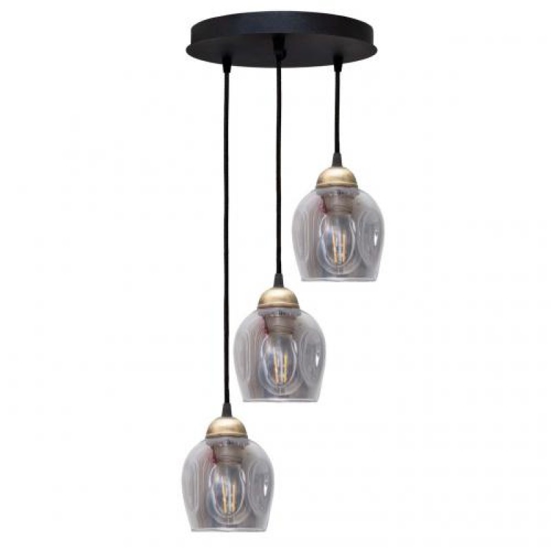 Світильник підвісний MSK Electric Enigma на круглій основі під три лампи Е27 PL 2024-3R BK Чорно-бронзовий (619284)