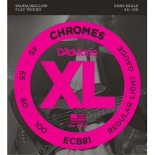 Струни для бас-гітари D'Addario ECB81 Chromes Flatwound Regular Light Bass Strings 45/100