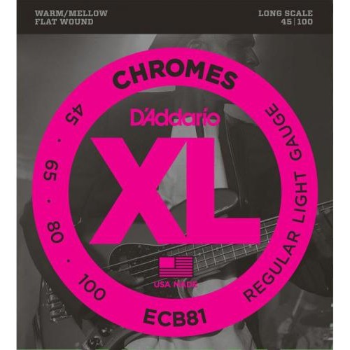 Струни для бас-гітари D'Addario ECB81 Chromes Flatwound Regular Light Bass Strings 45/100 Струни для бас-гітари D'Addario ECB81 Chromes Flatwound Regular Light Bass Strings 45/100