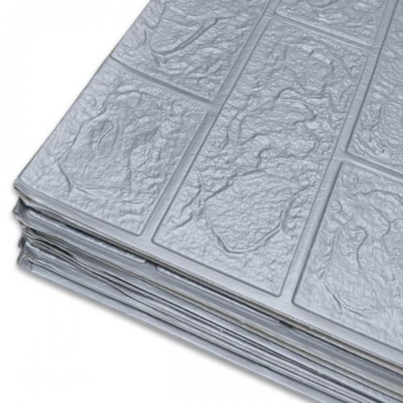 Самоклеюча декоративна 3D панель 3D Loft Під цеглу срібло в рулоні 3080x700x3мм