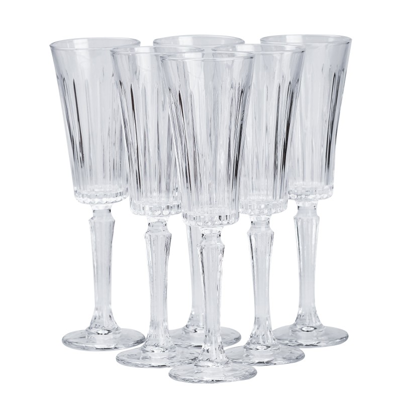 Набір келихів для шампанського на високій ніжці з товстого скла TS Kitchen 6 штук 150 мл прозорий (HP4162)