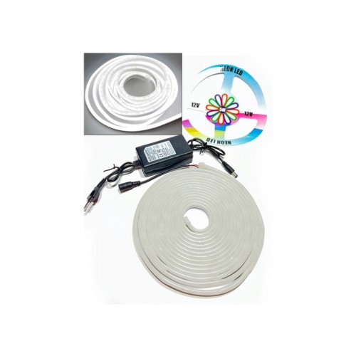 Силіконова стрічка NEON LED 0764 5 метрів 12V-220V White