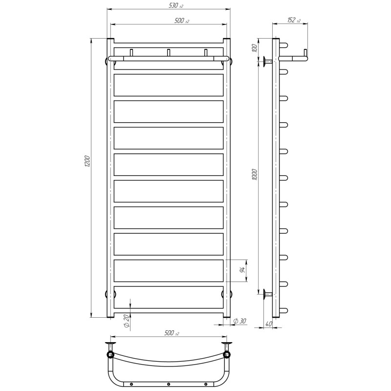 Рушникосушарка електрична Класік N П11 500х1200 Deffi Білий WD03 (C.KN.120.50.11.E.W.L.1)