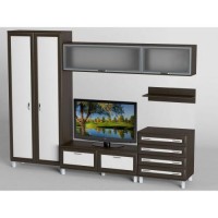 Стінка в вітальню Тиса Мебель Вітальня-4 Венге Білий 2050x450x3000 мм Стінка в вітальню Тиса Мебель Вітальня-4 Венге Білий 2050x450x3000 мм