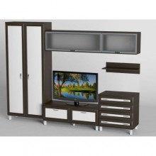 Стінка в вітальню Тиса Мебель Вітальня-4 Венге Білий 2050x450x3000 мм