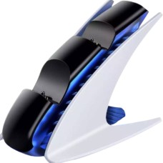 Зарядка для джойстика PS5 Dobe PlayStation 5 PS5 DualSense на 2 геймпади з LED підсвічуванням P5V Білий
