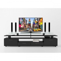 Тумба для ТВ Comfy Home Cinema чорна/чорна кромка