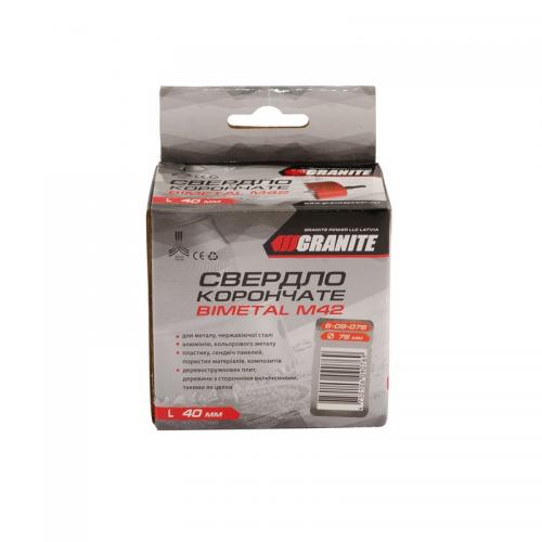 Свердло корончате GRANITE біметалічний HSS M42 76 мм 6-09-076 Свердло корончате GRANITE біметалічний HSS M42 76 мм 6-09-076