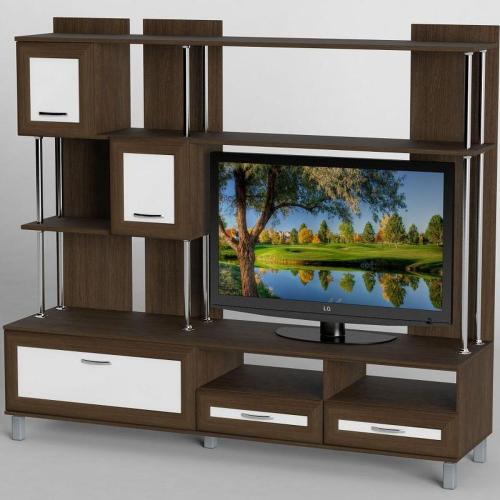 Стінка в вітальню Тиса Мебель Вітальня-50 Венге Білий 1640x450x1800 мм Стінка в вітальню Тиса Мебель Вітальня-50 Венге Білий 1640x450x1800 мм