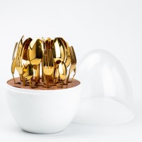 Набір столових приборів із нержавіючої сталі TS Kitchen 24 штуки золотих білий (HP7888)