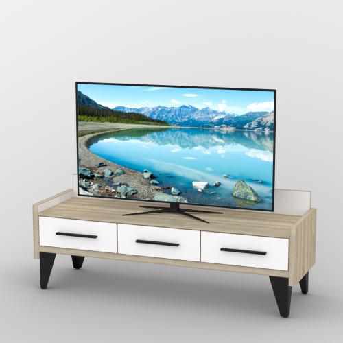 Тумба під телевізор Тиса Мебель ТВ-322 Дуб сонома Білий 55x44x140 см Тумба під телевізор Тиса Мебель ТВ-322 Дуб сонома Білий 55x44x140 см