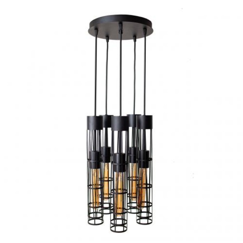 Світильник підвісний MSK Electric Flow у стилі лофт на круглій основі NL 6040-5R BK