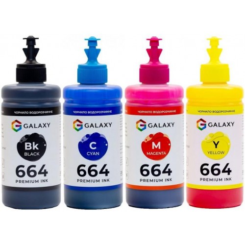 Комплект чорнил Galaxy 664 Epson B/C/M/Y 200 мл 4 шт Різнокольоровий (10454) Комплект чорнил Galaxy 664 Epson B/C/M/Y 200 мл 4 шт Різнокольоровий (10454)