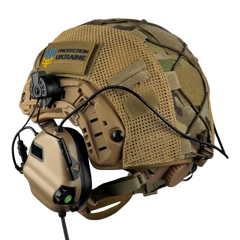 Комплект шолом FAST Team Wendy Helmet NIJ IIIA/навушники Earmor M32H MOD3/кавер XL Койот