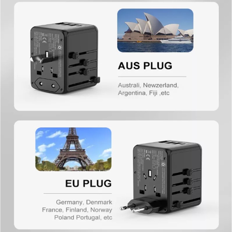 Універсальний адаптер Otravel для подорожей чорний 30W SL-207