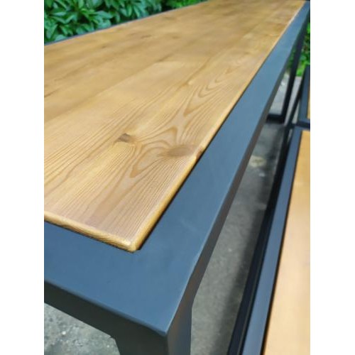 Стіл обідній з лавками GoodsMetall з металу та дерева, Лофт  Стіл обідній з лавками GoodsMetall з металу та дерева, Лофт