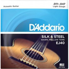 Струни для акустичної гітари D'Addario EJ40 Silk & Steel Folk Acoustic Guitar Strings 11/47