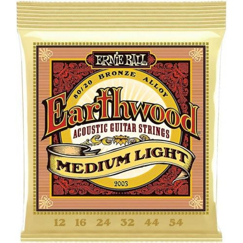 Струни для акустичної гітари 6 шт Ernie Ball 2003 Earthwood Acoustic 80/20 Bronze Medium Light 12/54 Струни для акустичної гітари 6 шт Ernie Ball 2003 Earthwood Acoustic 80/20 Bronze Medium Light 12/54