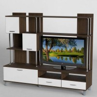 Стінка в вітальню Тиса Мебель Вітальня-49 Венге Білий 1640x450x1800 мм Стінка в вітальню Тиса Мебель Вітальня-49 Венге Білий 1640x450x1800 мм