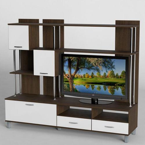 Стінка в вітальню Тиса Мебель Вітальня-49 Венге Білий 1640x450x1800 мм Стінка в вітальню Тиса Мебель Вітальня-49 Венге Білий 1640x450x1800 мм