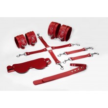 Набір Feral Feelings BDSM Kit 5 Red, наручники, поножі, хрестовина, маска, падл
