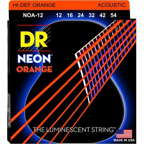 Струни для акустичної гітари 6 шт DR NOA-12 Hi-Def Neon Orange K3 Coated Medium Acoustic Guitar Strings 12/54 Струни для акустичної гітари 6 шт DR NOA-12 Hi-Def Neon Orange K3 Coated Medium Acoustic Guitar Strings 12/54
