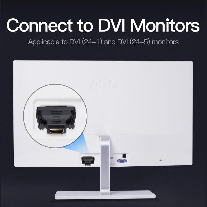 Адаптер Vention HDMI DVI V 1.4 F/M Black (ECDB0)