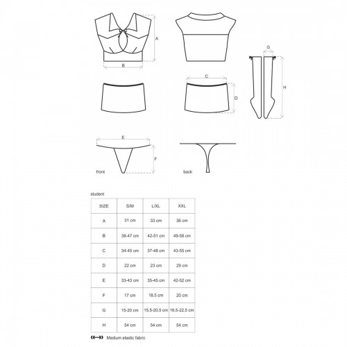 Еротичний костюм студентки Obsessive Student 4 pcs costume L/XL, топ, спідниця, стринги, гольфи в інтернет супермаркеті PbayMarket!