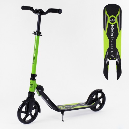 Двоколісний самокат амортизатор складаний Best Scooter PU колеса 100 кг Black and green (103469)