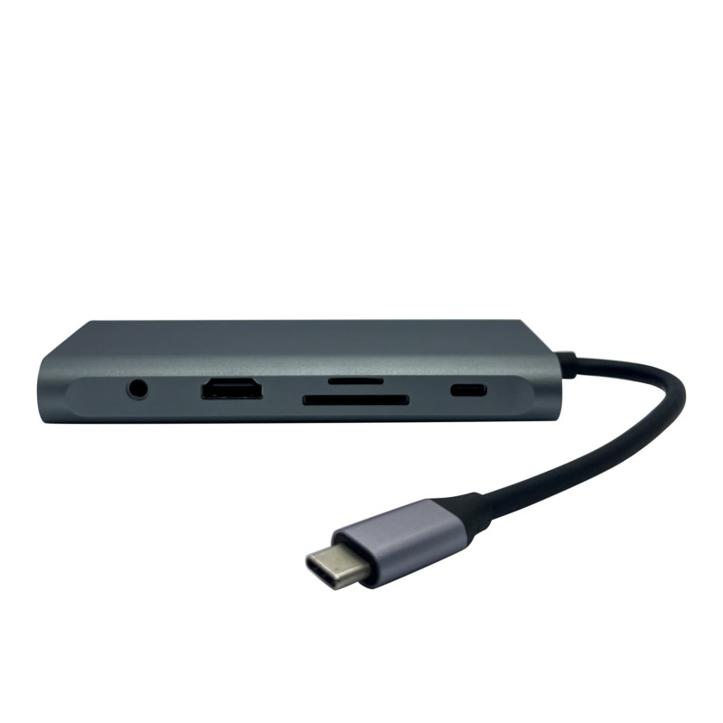 USB-хаб XON SmartHub 12 в 1 Ethernet VGA HDMI 3.5 Audio SD/TF 2xType-C 4xUSB3.0 Сірий (UHCHP126300G 6198)