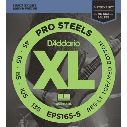Струни для бас-гітари D'Addario Pro Steels EPS165-5 Custom Light 5-String Bass 45/135 Струни для бас-гітари D'Addario Pro Steels EPS165-5 Custom Light 5-String Bass 45/135