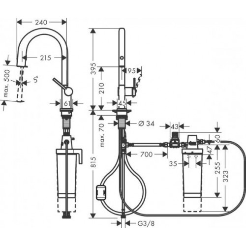 Змішувач для кухонної мийки Hansgrohe Aqittura M91 FilterSystem 210 Сталь 76801800