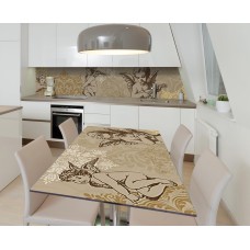 Наклейка 3Д вінілова на стіл Zatarga «Політ ангелів» 600х1200 мм для будинків, квартир, столів, кав'ярень