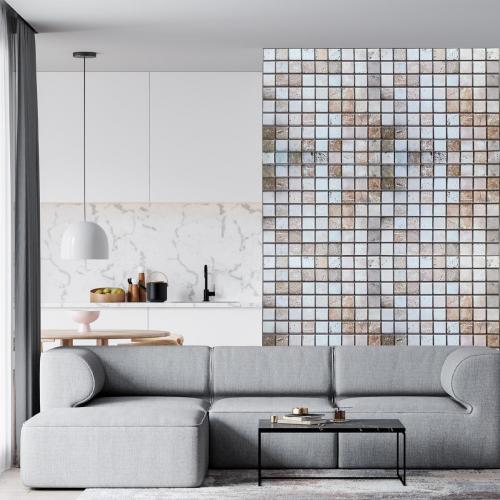Декоративна ПВХ панель мозаїка під бежевий мармур Sticker Wall SW-00001433 960х480х4мм Декоративна ПВХ панель мозаїка під бежевий мармур Sticker Wall SW-00001433 960х480х4мм